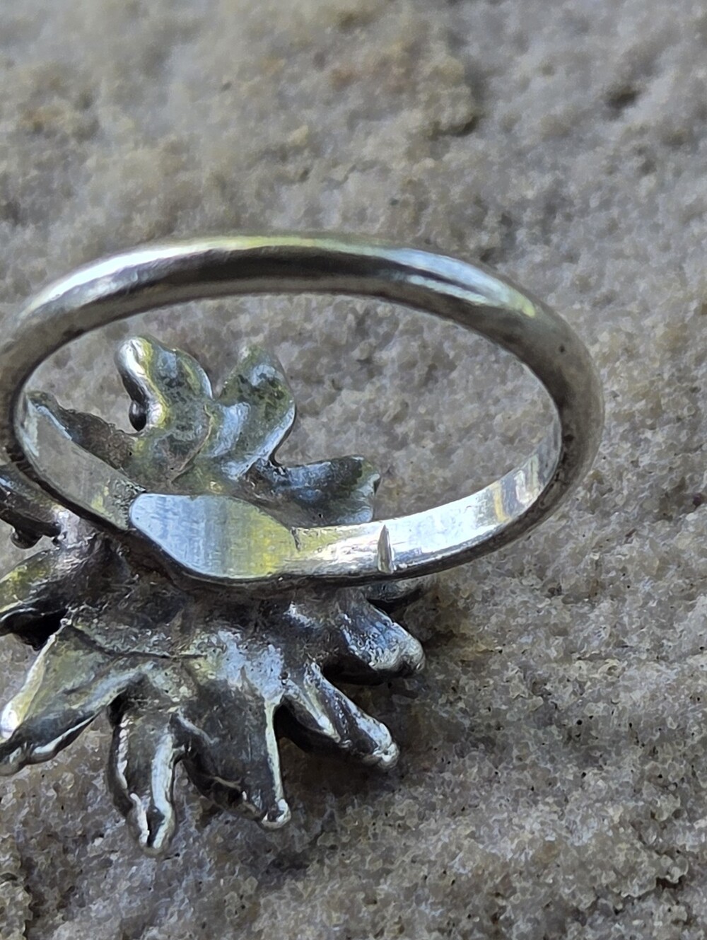 Amber Sunburst Stone Ring .925. Size 5.5 - Picture 2 of 6
